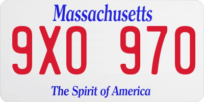 MA license plate 9XO970