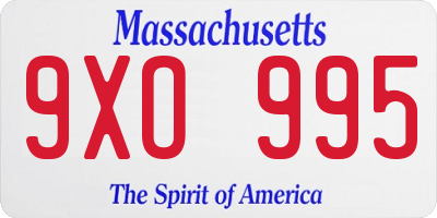 MA license plate 9XO995