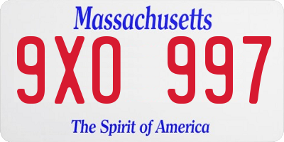 MA license plate 9XO997