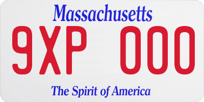MA license plate 9XP000
