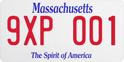 MA license plate 9XP001