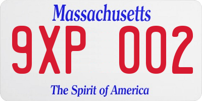 MA license plate 9XP002