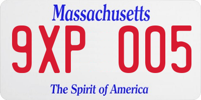 MA license plate 9XP005