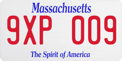 MA license plate 9XP009