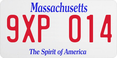 MA license plate 9XP014