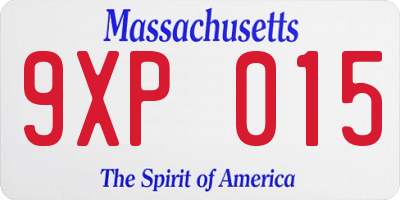 MA license plate 9XP015