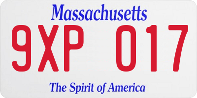 MA license plate 9XP017