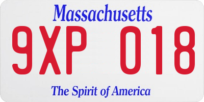 MA license plate 9XP018