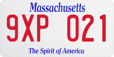 MA license plate 9XP021