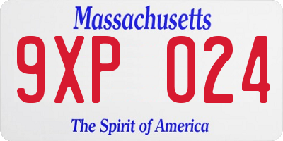MA license plate 9XP024