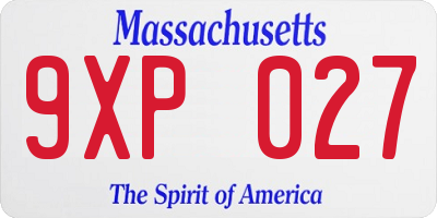 MA license plate 9XP027