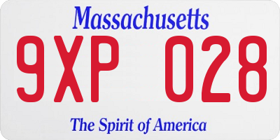 MA license plate 9XP028