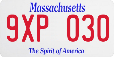 MA license plate 9XP030