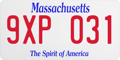 MA license plate 9XP031