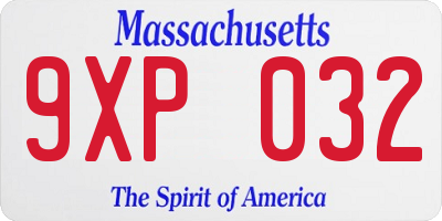 MA license plate 9XP032