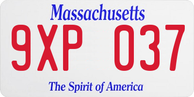 MA license plate 9XP037