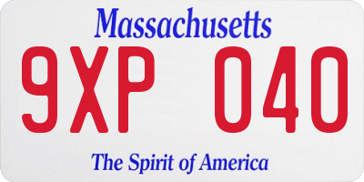 MA license plate 9XP040