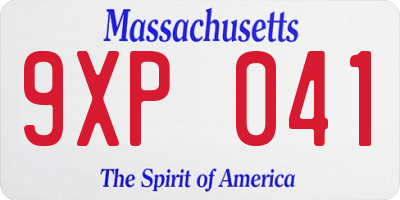 MA license plate 9XP041