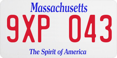 MA license plate 9XP043