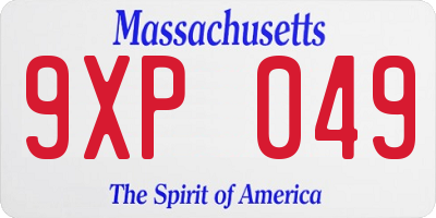 MA license plate 9XP049