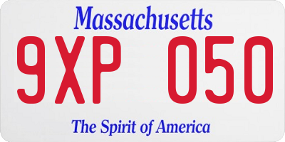 MA license plate 9XP050