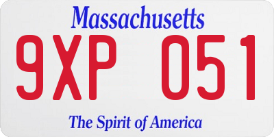 MA license plate 9XP051