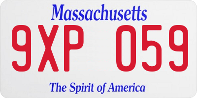 MA license plate 9XP059