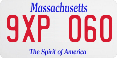 MA license plate 9XP060