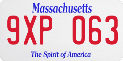 MA license plate 9XP063