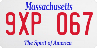 MA license plate 9XP067