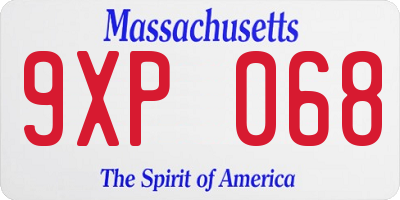 MA license plate 9XP068
