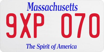 MA license plate 9XP070