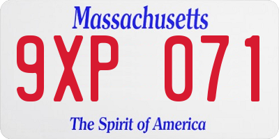 MA license plate 9XP071