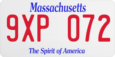 MA license plate 9XP072