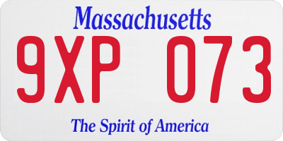 MA license plate 9XP073