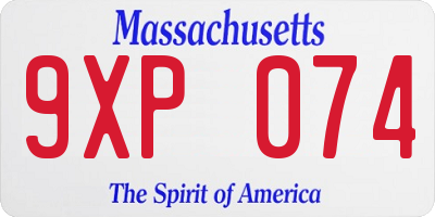 MA license plate 9XP074