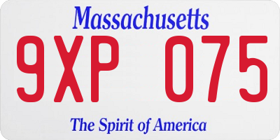 MA license plate 9XP075