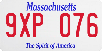 MA license plate 9XP076