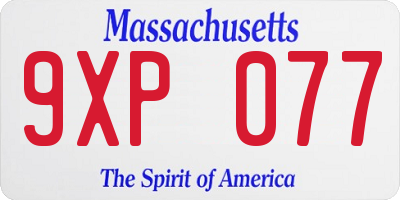 MA license plate 9XP077