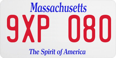 MA license plate 9XP080