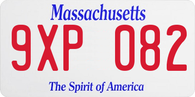 MA license plate 9XP082