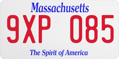 MA license plate 9XP085