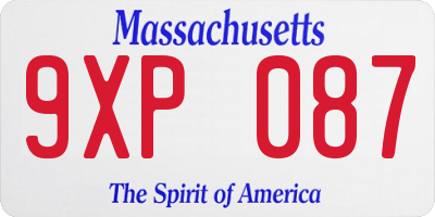 MA license plate 9XP087