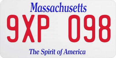 MA license plate 9XP098