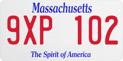 MA license plate 9XP102