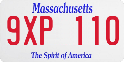 MA license plate 9XP110