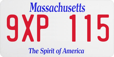 MA license plate 9XP115