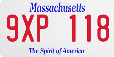 MA license plate 9XP118
