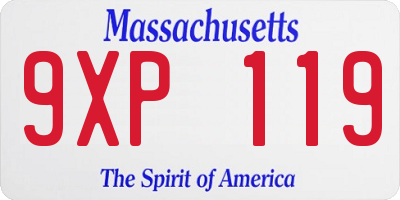 MA license plate 9XP119