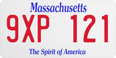 MA license plate 9XP121
